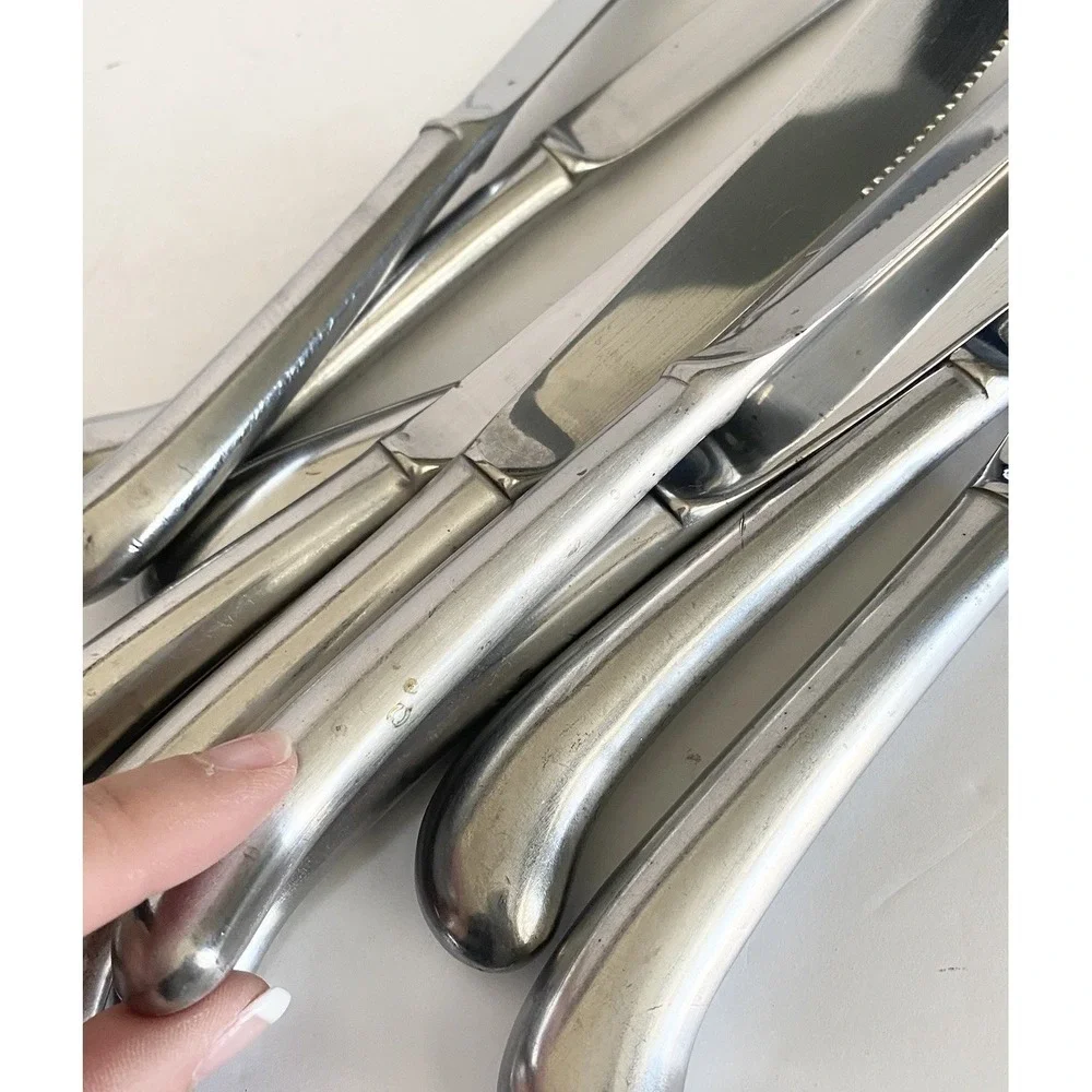 Vtg Lot Of 10 Pistol grip butter knives‎ Stainless Steel Flat Wear Korea MCM